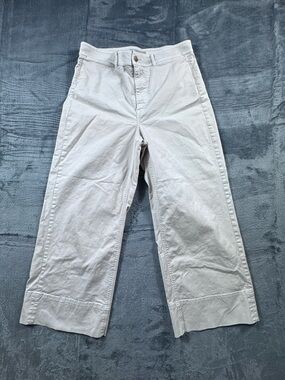 Everlane Wide Leg Crop Pants Off White Chino High Rise Size 12